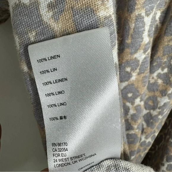 Maeve Anthropologie Leopard Puff Sleeve 100% Linen Top Size XS - Picture 9 of 10